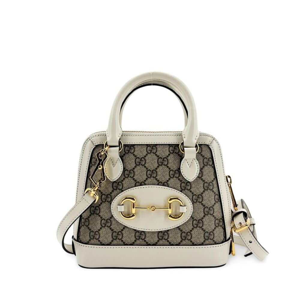 Gucci Horsebit 1955 Top Handle Gg Coated Canvas With Leather Beige Canvas